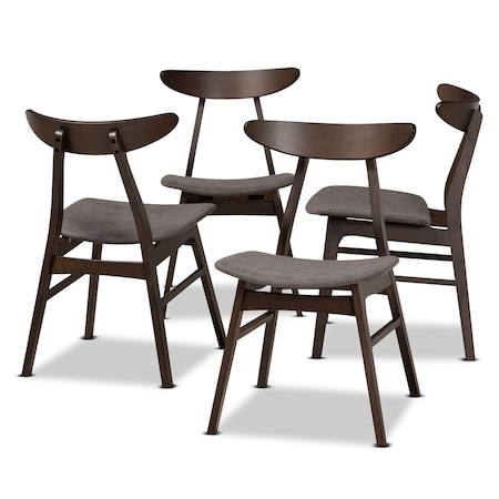 Baxton Studio Britte Dark Grey Upholstered Dark Oak Wood 4-Piece Dining Chair Set 161-10467